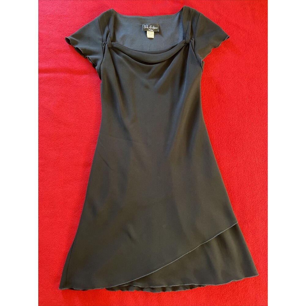 BLACK BASIC sl fashions black dress size 10 petite short sleeve